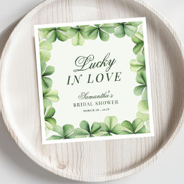 Lucky in Love Green Shamrock Bridal Shower  スタンダードカクテルナプキン
