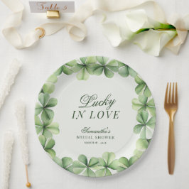 Lucky in Love Green Shamrock Bridal Shower  ペーパープレート