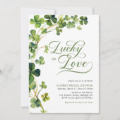 Lucky in Love Green Shamrock Bridal Shower 招待状 (正面)