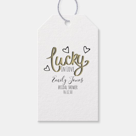 Lucky in Love Hearts Bridal Shower ギフトタグ (正面)