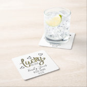 Lucky in Love Hearts Bridal Shower スクエアペーパーコースター (インサイチュ)
