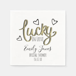 Lucky in Love Hearts Bridal Shower スタンダードカクテルナプキン