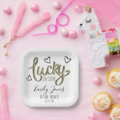 Lucky in Love Hearts Bridal Shower ペーパープレート (パーティー)