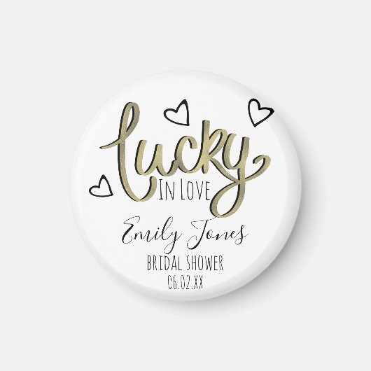 Lucky in Love Hearts Bridal Shower マグネット (正面)