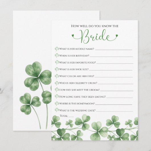 Lucky in Love How Well Do You Know the Bride Game 招待状 (正面/裏面)