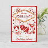 Lucky in Love Las Vegas Bachelorette Casino Party 招待状 (スタンド正面)