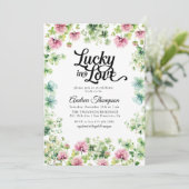 Lucky in Love | Pink Green Bridal Shower 招待状 (スタンド正面)