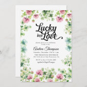 Lucky in Love | Pink Green Bridal Shower 招待状 (正面/裏面)
