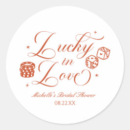 Lucky In Love Playing Card Casino Bridal Shower ラウンドシール