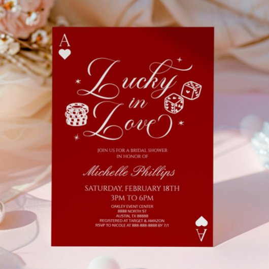 Lucky In Love Playing Card Casino Bridal Shower 招待状
