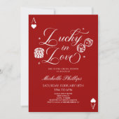 Lucky In Love Playing Card Casino Bridal Shower 招待状 (正面)