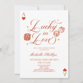 Lucky In Love Playing Card Casino Bridal Shower 招待状 (正面)