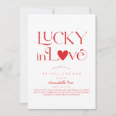 Lucky in Love Red Heart Bridal Shower 招待状 (正面)