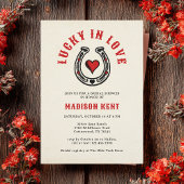 Lucky in Love Retro Horseshoe Bridal Shower 招待状