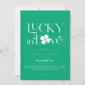 Lucky in Love Shamrock Green Bridal Shower 招待状 (正面)