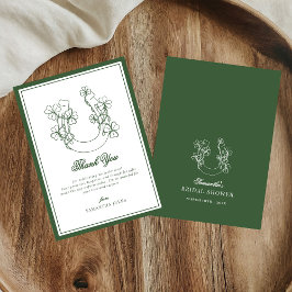 Lucky in Love Shamrock Horseshoe Bridal Shower サンキューカード