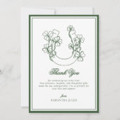 Lucky in Love Shamrock Horseshoe Bridal Shower サンキューカード (正面)