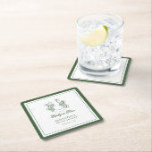 Lucky in Love Shamrock Horseshoe Bridal Shower スクエアペーパーコースター (インサイチュ)