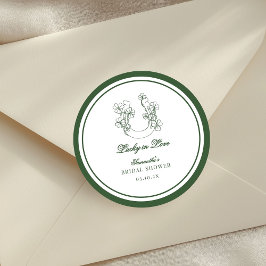 Lucky in Love Shamrock Horseshoe Bridal Shower ラウンドシール