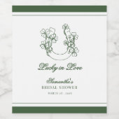 Lucky in Love Shamrock Horseshoe Bridal Shower  ワインラベル (シングルラベル)