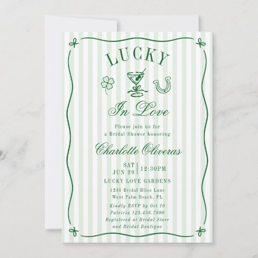 Lucky In Love St Patrick's Day Bridal Shower 招待状 (正面)