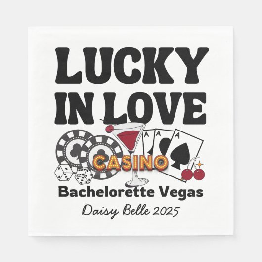 Lucky In Love Vegas Bachelorette スタンダードランチョンナプキン (正面)