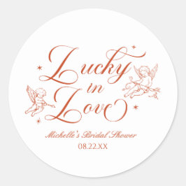 Lucky In Love Vintage Cupid Bridal Shower ラウンドシール