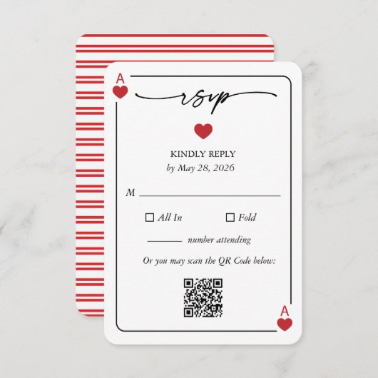 Lucky in Love Wedding RSVP Card with QR Option 招待状 (正面/裏面)
