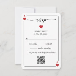 Lucky in Love Wedding RSVP Card with QR Option 招待状
