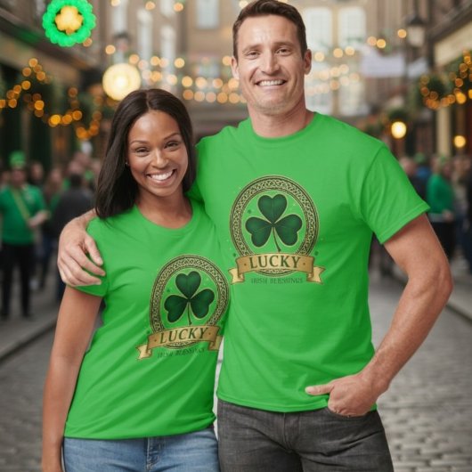 Lucky Irish Blessings Shamrock Badge T-Shirt Tシャツ
