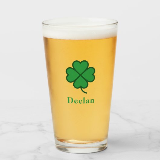 Lucky Irish Four Green Leaf with Last Name タンブラーグラス (ドリンク正面)