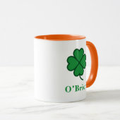 Lucky Irish Green Clover Personalized Coffee Mug マグカップ (正面右)