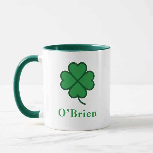 Lucky Irish Green Clover Personalized Coffee Mug マグカップ (左)