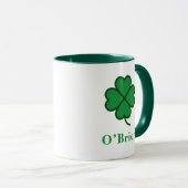 Lucky Irish Green Clover Personalized Coffee Mug マグカップ (正面右)