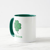 Lucky Irish Green Clover Personalized Coffee Mug マグカップ (正面左)
