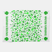 Lucky Irish Shamrocks Clover Personalized キッチンタオル (横)