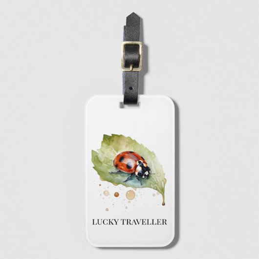 Lucky Ladybug on Leaf ラゲッジタグ (正面縦)