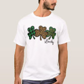 Lucky Leopard Plaid Shamrock St Patricks Day Tシャツ (正面)