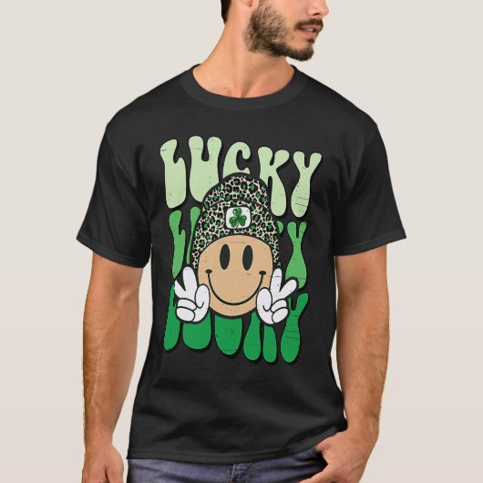 Lucky Leopard Smile Face Meme  St Patricks Day Wom Tシャツ (正面)