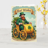 Lucky Leprechaun Best Wishes Card カード (黄色い花)