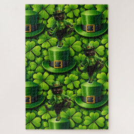 Lucky leprechaun black cat jigsaw puzzle Saint Pat ジグソーパズル