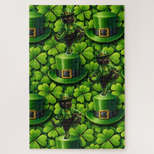 Lucky leprechaun black cat jigsaw puzzle Saint Pat ジグソーパズル (縦)