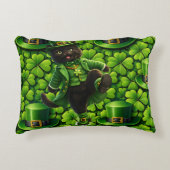 Lucky leprechaun black cat Saint Patrick's Day Pat アクセントクッション (正面)