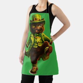 Lucky leprechaun black cat Saint Patrick's Day Pat エプロン