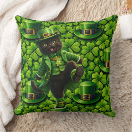 Lucky leprechaun black cat Saint Patrick's Day Pat クッション