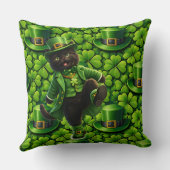 Lucky leprechaun black cat Saint Patrick's Day Pat クッション (裏面)