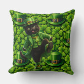 Lucky leprechaun black cat Saint Patrick's Day Pat クッション (正面)