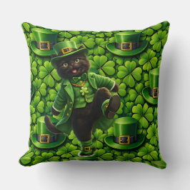 Lucky leprechaun black cat Saint Patrick's Day Pat クッション