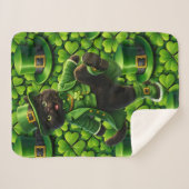 Lucky leprechaun black cat Saint Patrick's Day Pat シェルパブランケット (正面(横))
