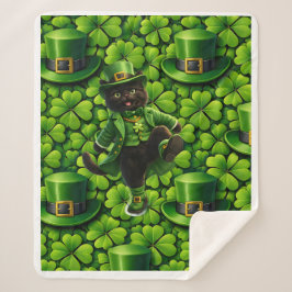 Lucky leprechaun black cat Saint Patrick's Day Pat シェルパブランケット